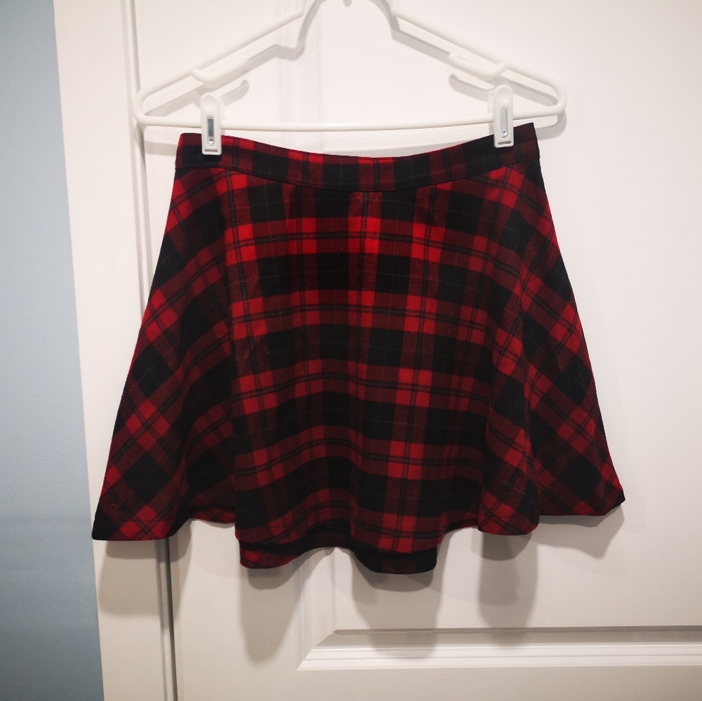 SOLD Tartan Mini Skirt Medium Red and Black